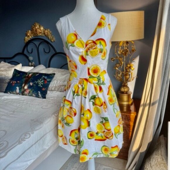 Banana Republic White w Yellow Lemons Cotton Dress - Picture 3 of 15